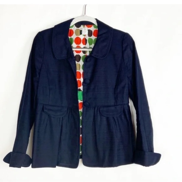 J. Crew Cotton Linen Peplum Button Front Long Sleeve Blazer Jacket size 8 - Picture 1 of 16